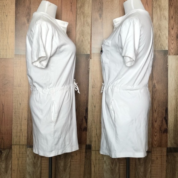 Vintage 80s/90s Charter Club White Cotton Romper Nautical Sailboat Logo Cover Up - Picture 4 of 8